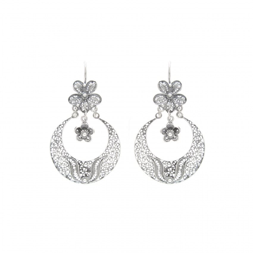 Pendientes Flor Recogidas de Plata 