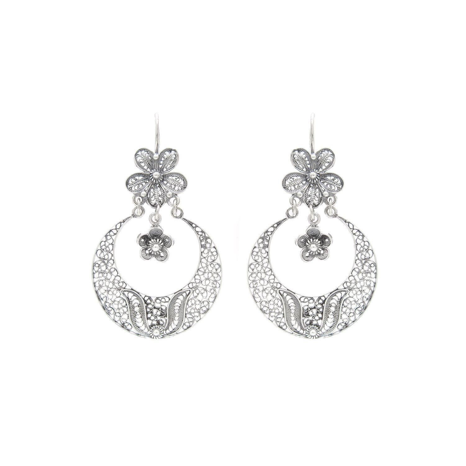 Earrings Arrecadas Flower in Silver 