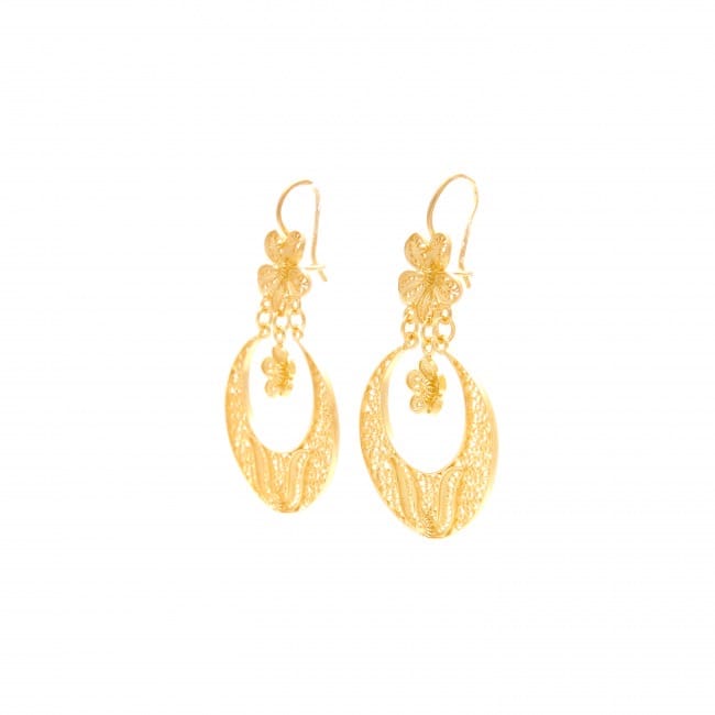 Earrings Arrecadas Flower in Gold Plated Silver Earrings Arrecadas Flower in Gold Plated Silver