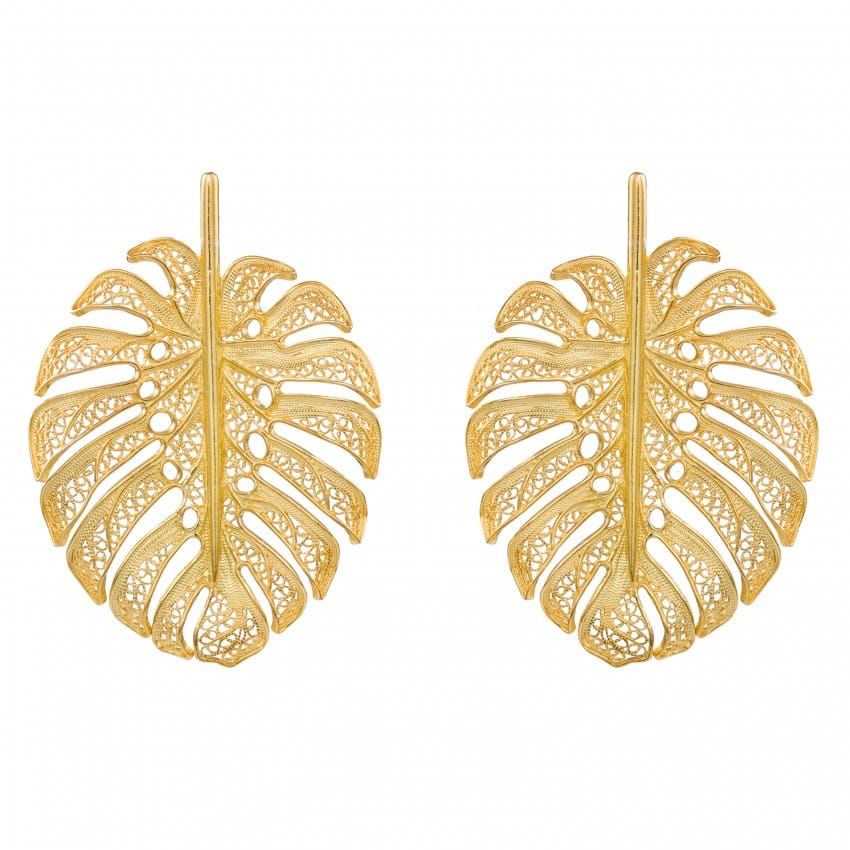 Earrings Monstera XL in Gold Plated Silver 