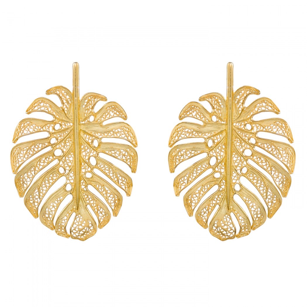 Earrings Monstera XL in Gold Plated Silver 