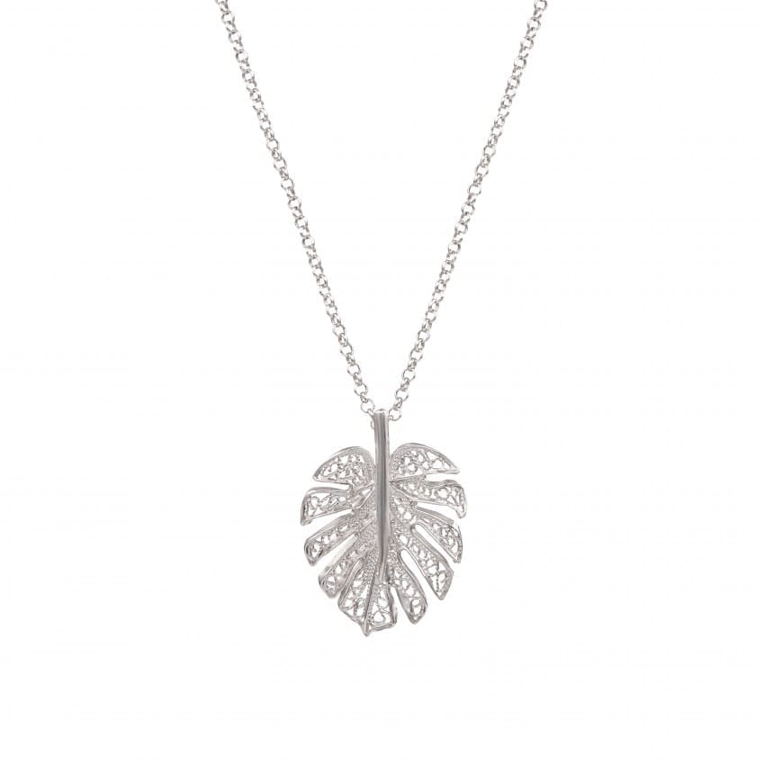 Colar Monstera em Prata 