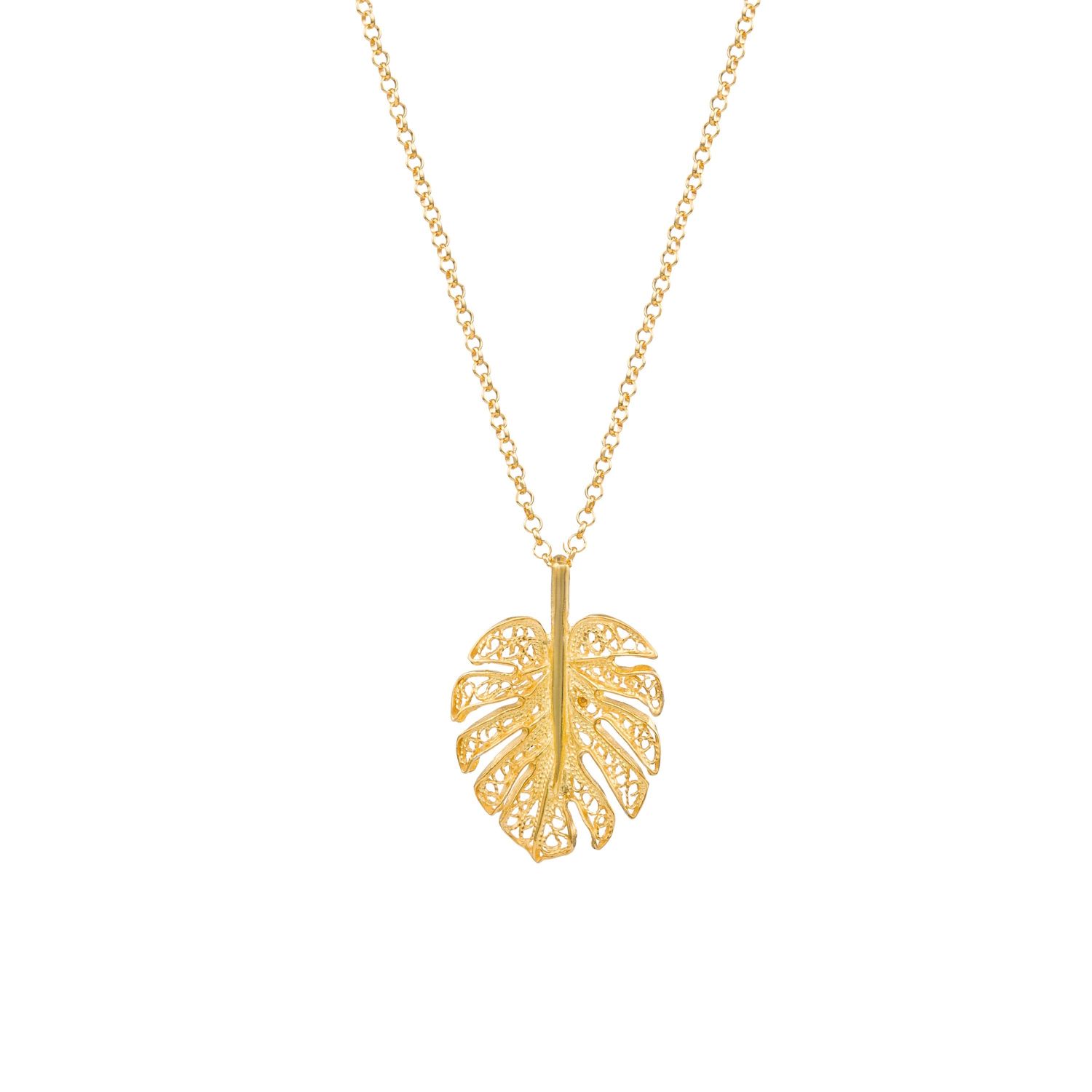 Necklace Monstera in Gold Plated Silver 