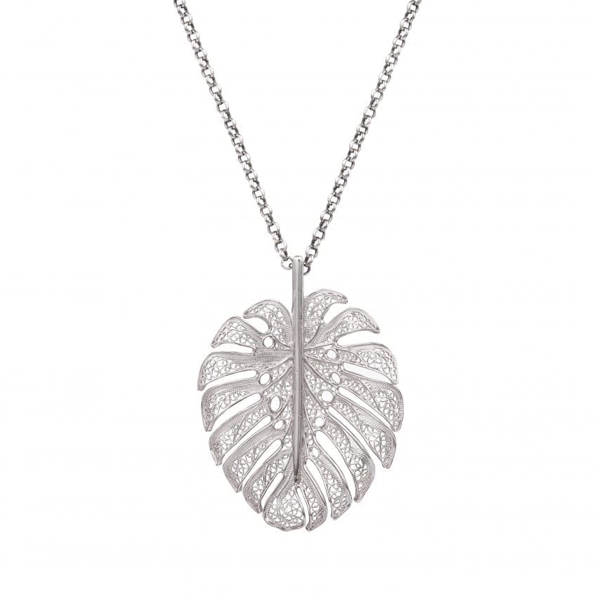 Collier Monstera XL en Argent 