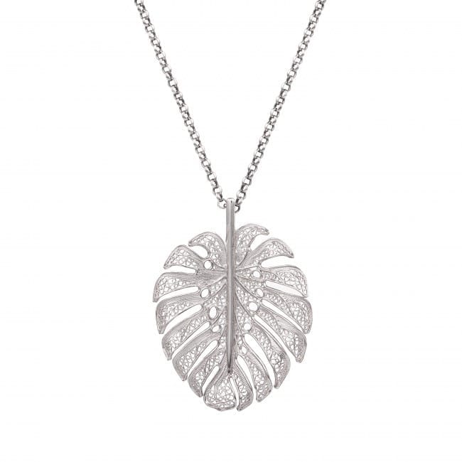 Necklace Monstera XL in Silver 