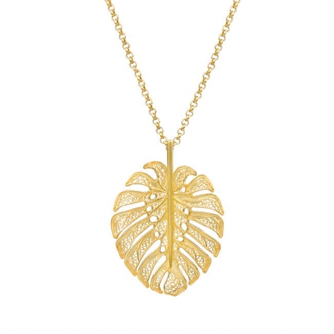 Necklace Monstera XL in Gold Plated Silver 