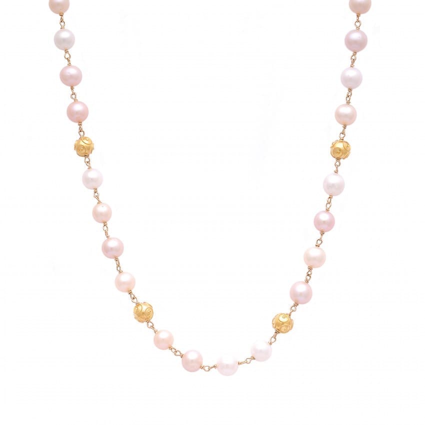Necklace Conta in 19,2Kt Gold with Pearls 