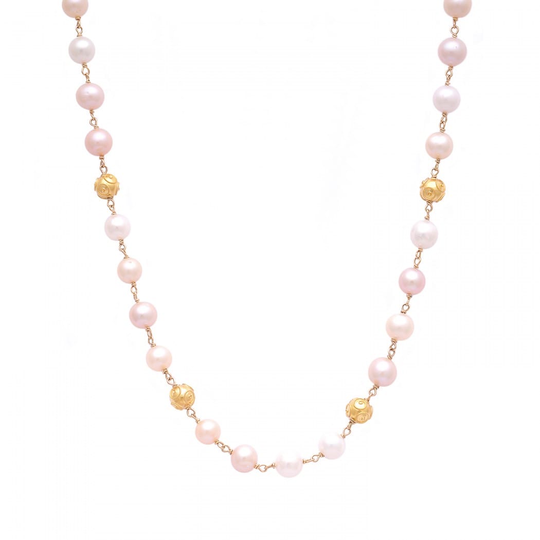 Necklace Conta in 19,2Kt Gold and Pearls 