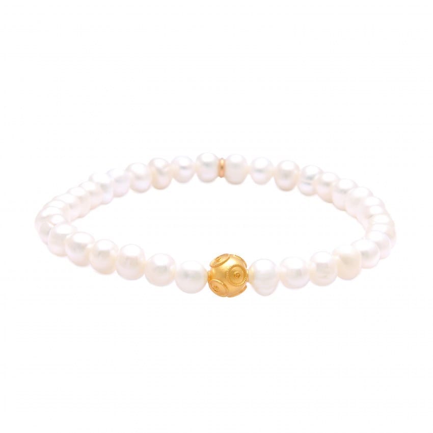 Bracelet Conta in 19,2Kt Gold and Pearls
