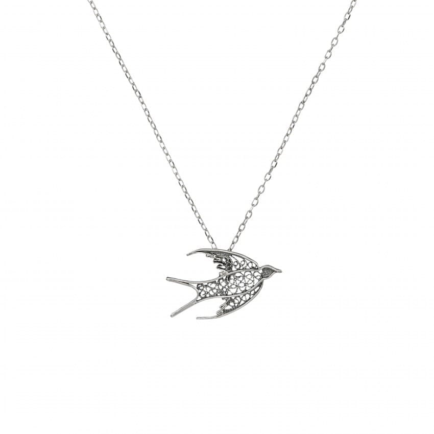 Necklace Swallow in Silver 