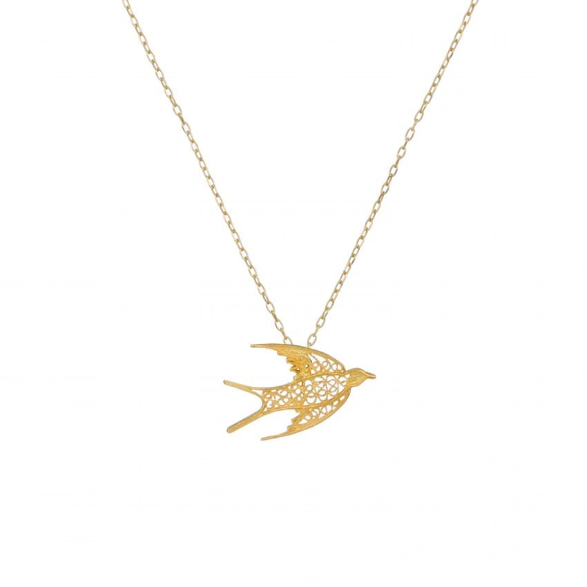 Necklace Swallow in Gold Plated Silver 