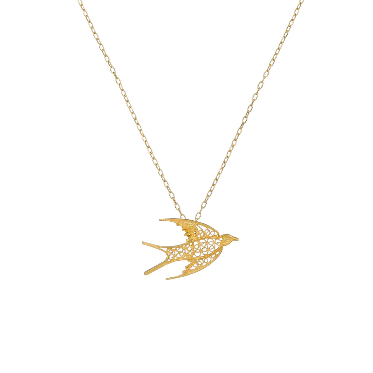 Necklace Swallow in Gold Plated Silver Necklace Swallow in Gold Plated Silver