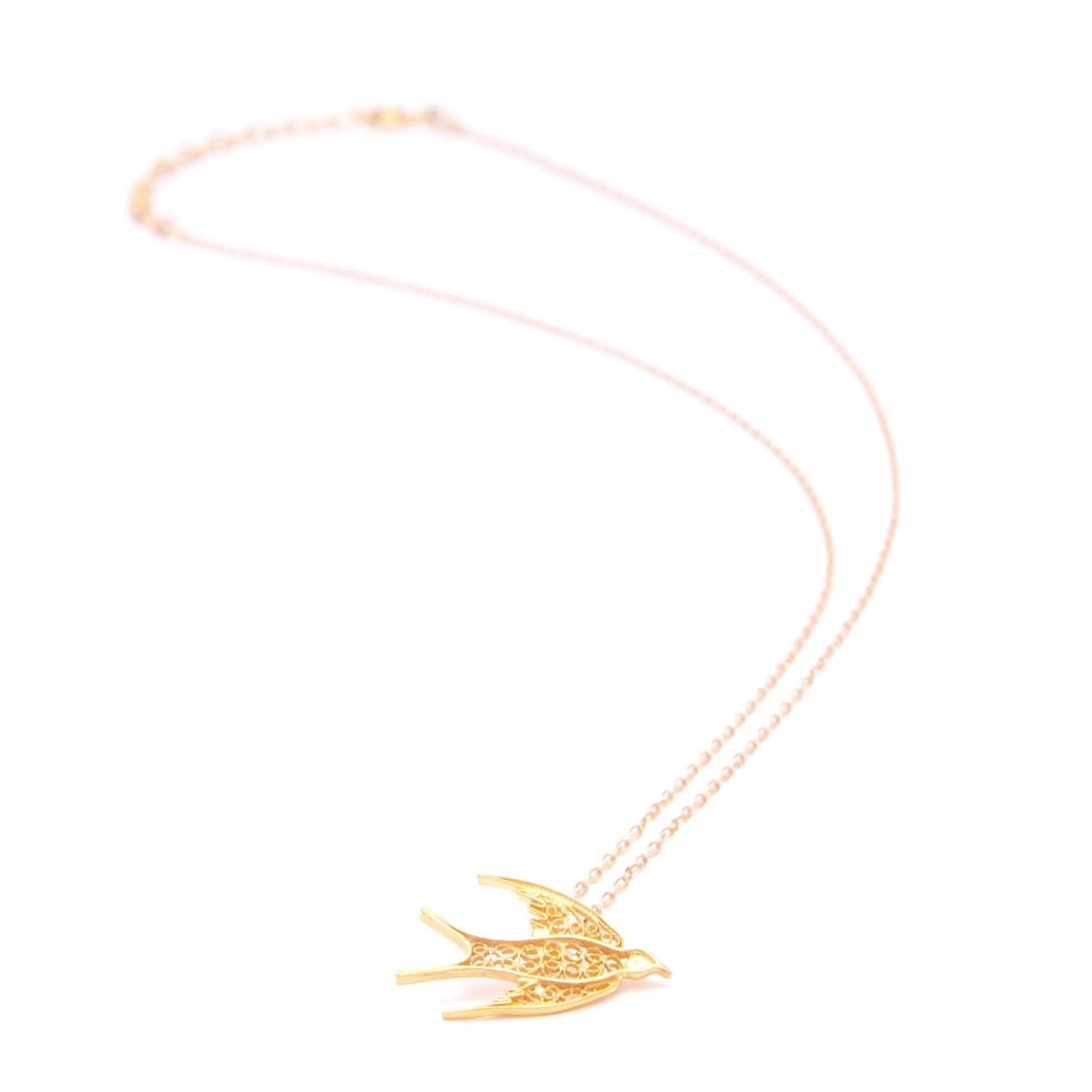 Necklace Swallow in Gold Plated Silver 