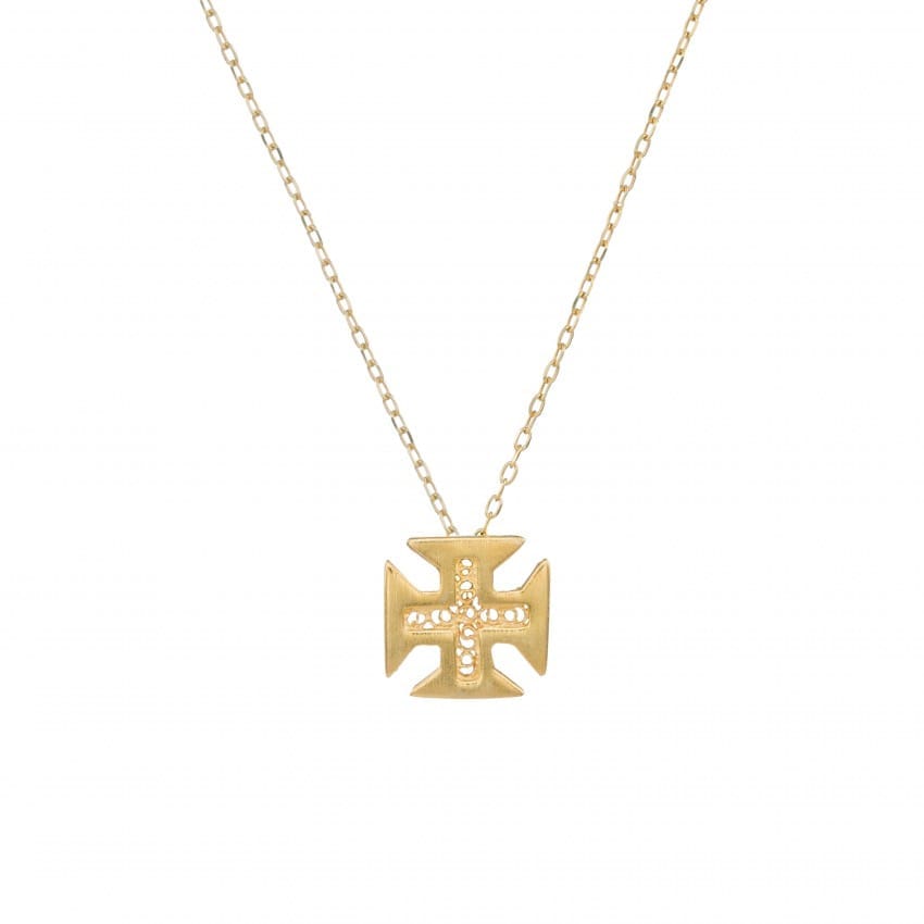 Necklace Cross of Christ in Gold Plated Silver 