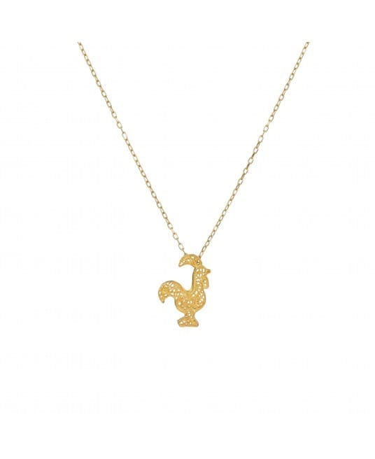 Necklace Rooster Barcelos in Gold Plated Silver 