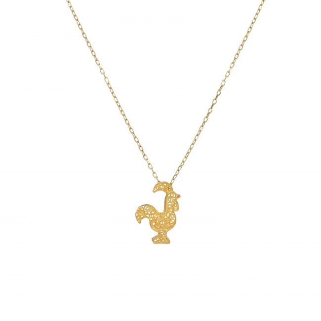 Necklace Rooster Barcelos in Gold Plated Silver