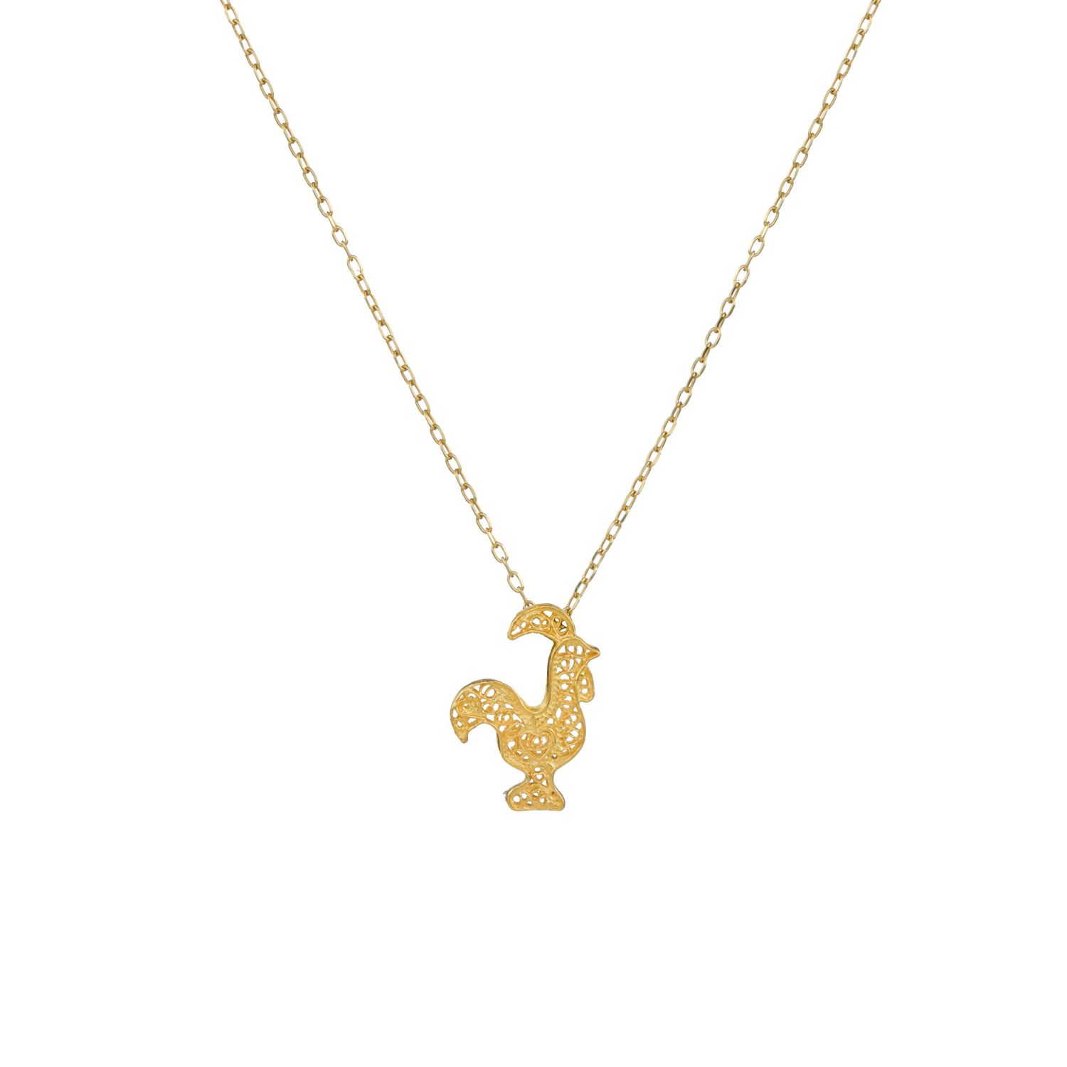 Necklace Rooster Barcelos in Gold Plated Silver 