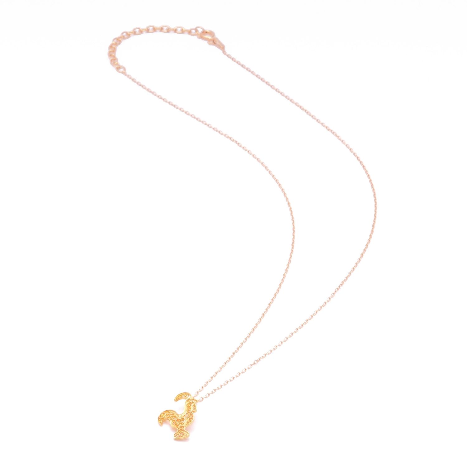 Necklace Rooster Barcelos in Gold Plated Silver Necklace Rooster Barcelos in Gold Plated Silver