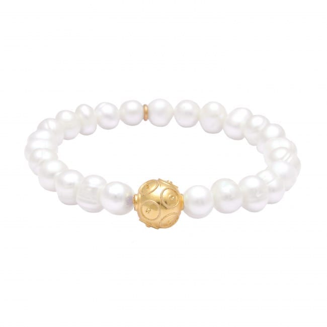 Bracelet Conta in Gold Plated Silver and Pearls 