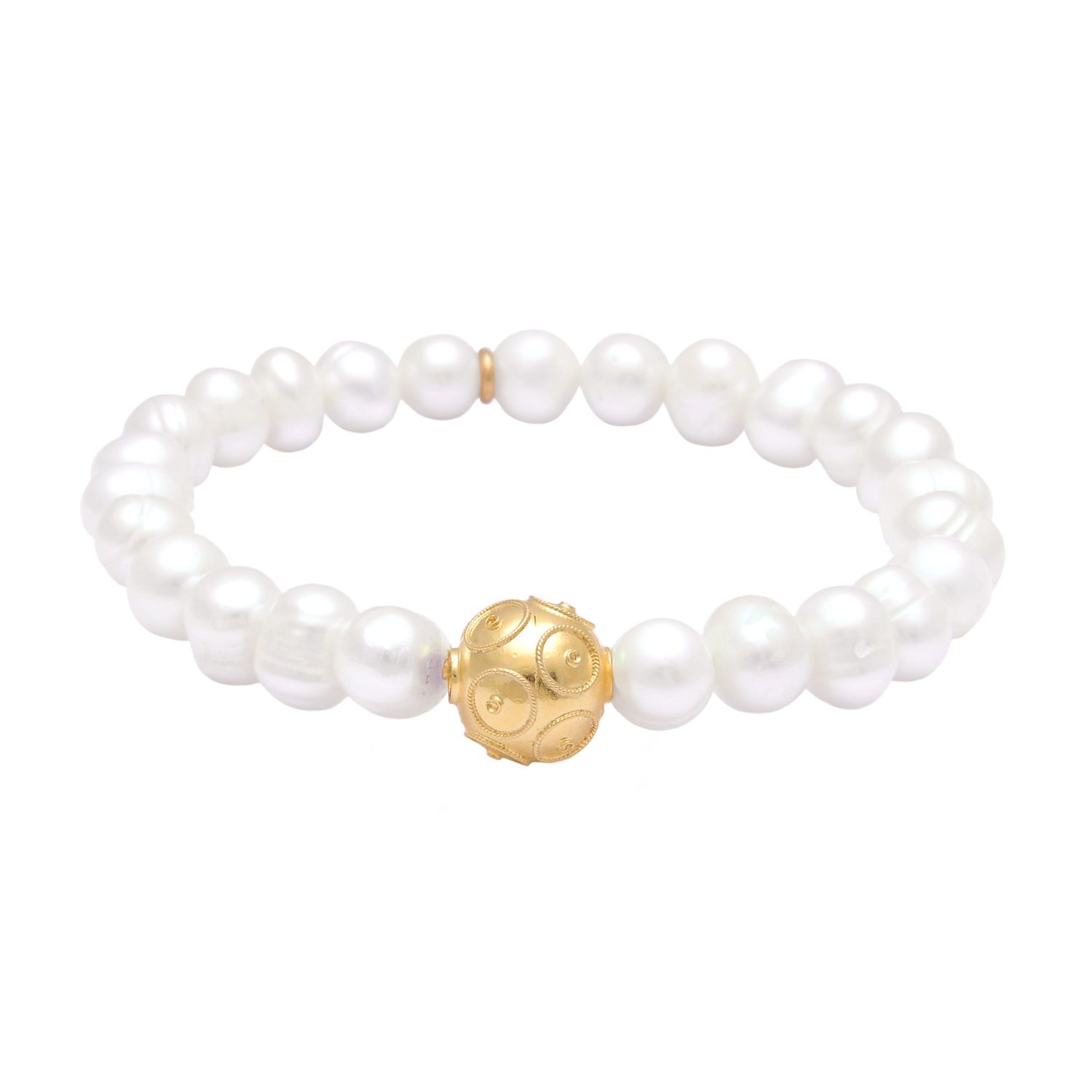 Bracelet Viana's Conta in Gold Plated Silver and Pearls 