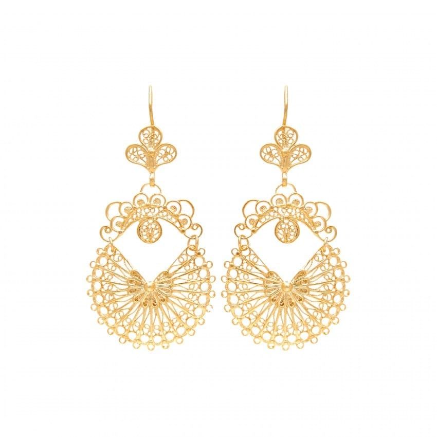 Earrings Arrecadas 5,0cm in Gold Plated Silver 