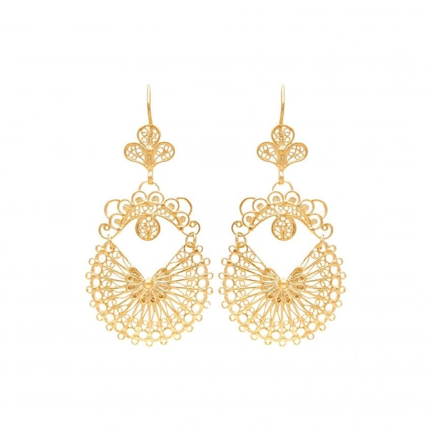 Earrings Arrecadas Filigree in Gold Plated Silver 