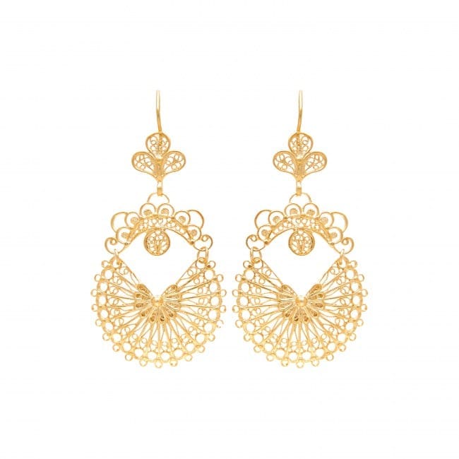 Earrings Arrecadas 5,0cm in Gold Plated Silver 