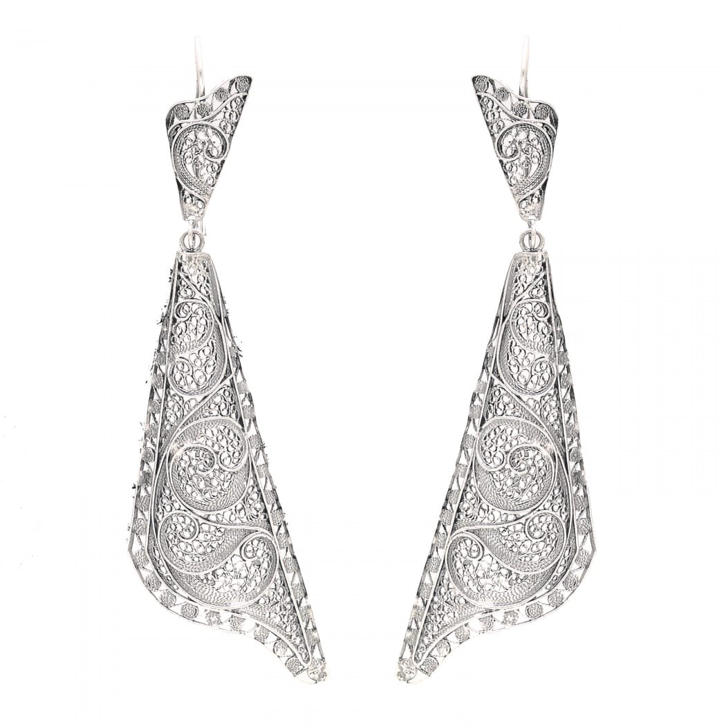 Earrings Fado Singer's Shawl in Silver 