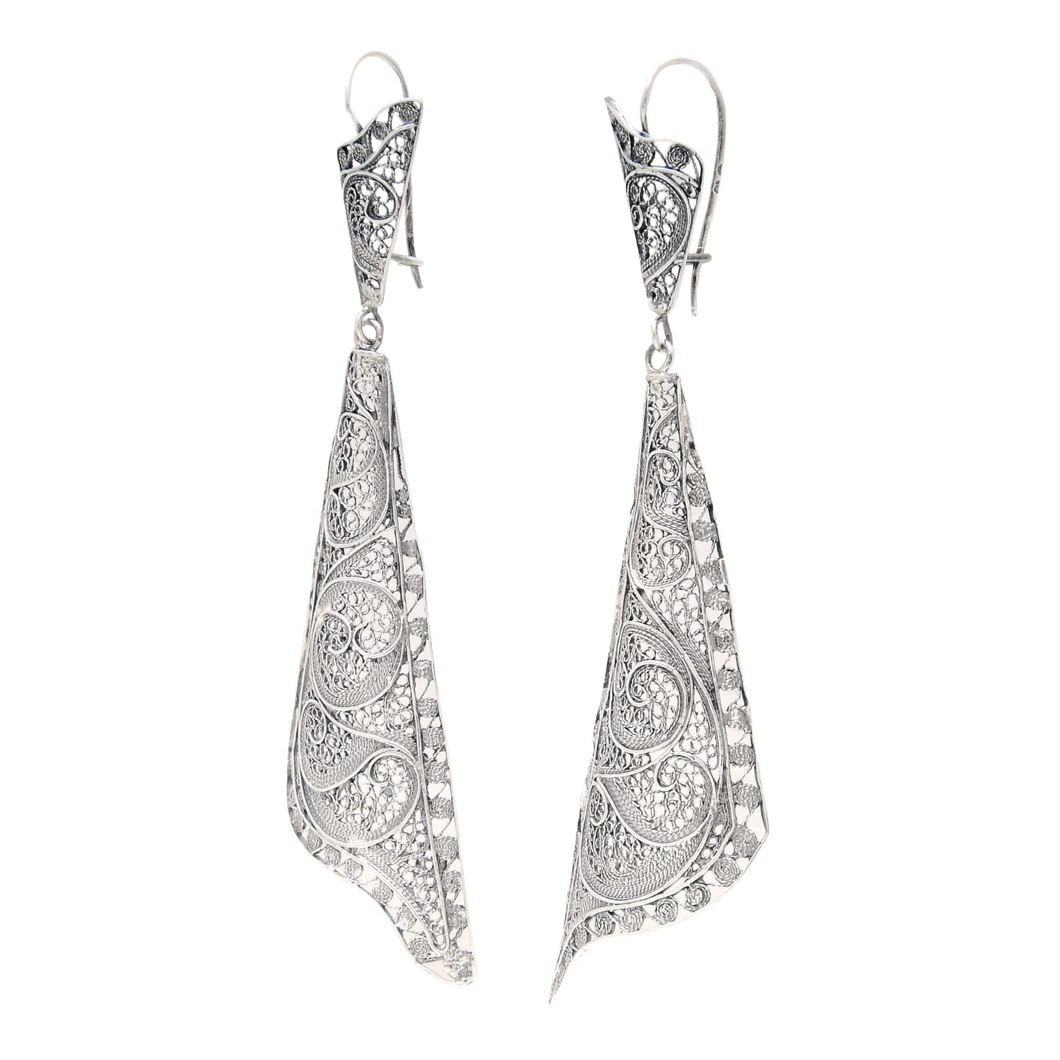 Earrings Fado Singer's Shawl in Silver 