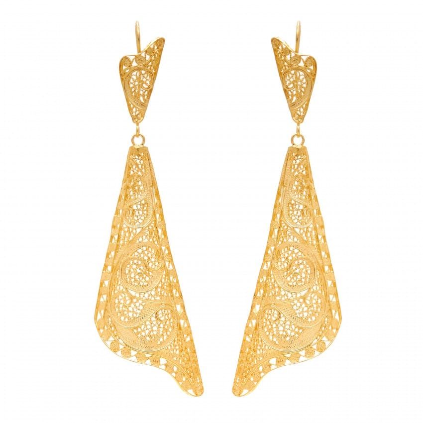 Earrings Fado Singer's Shawl in Gold Plated Silver 