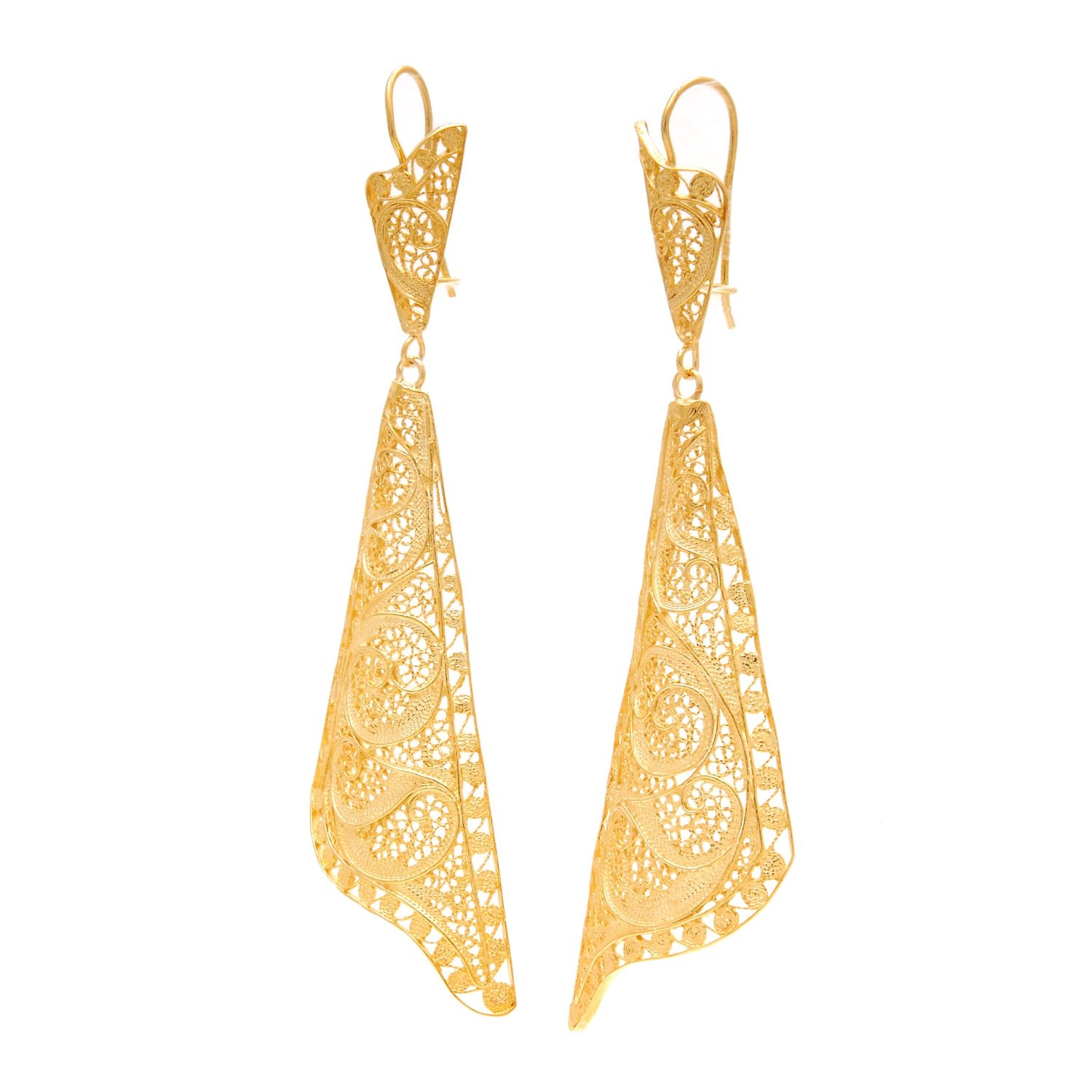 Earrings Fado Singer's Shawl in Gold Plated Silver 