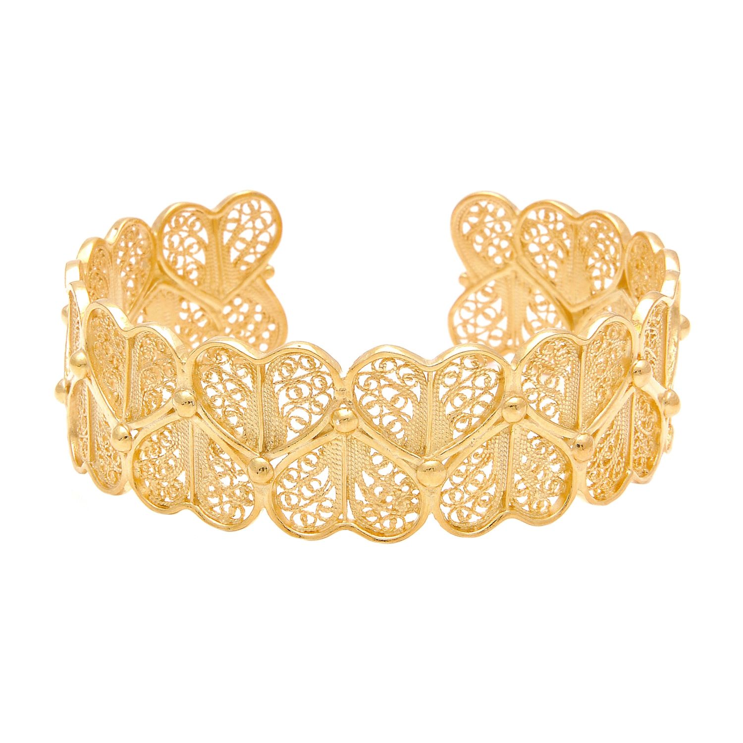 Pulseira Corações em Prata Dourada Pulseira Corações em Prata Dourada