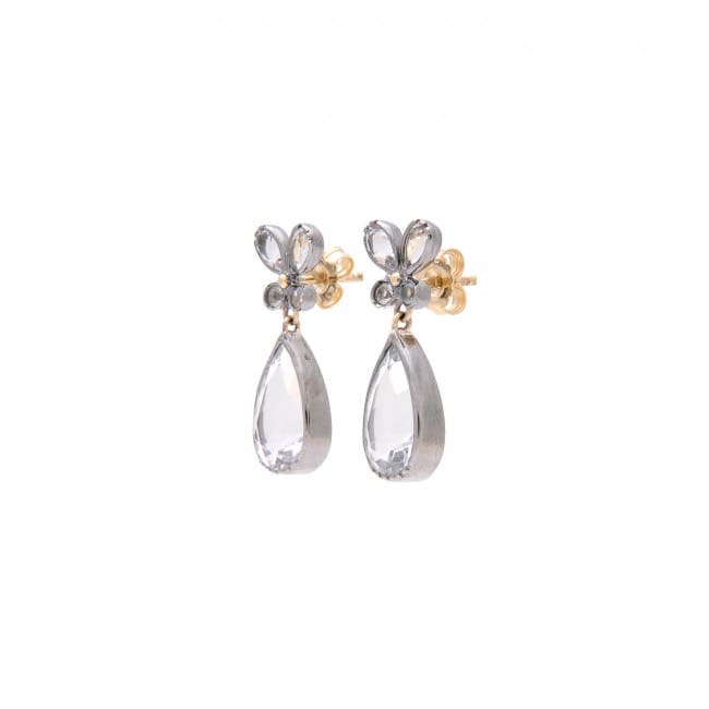 Earrings Butterfly Rock Crystal in Silver and Gold Earrings Butterfly Rock Crystal in Silver and Gold