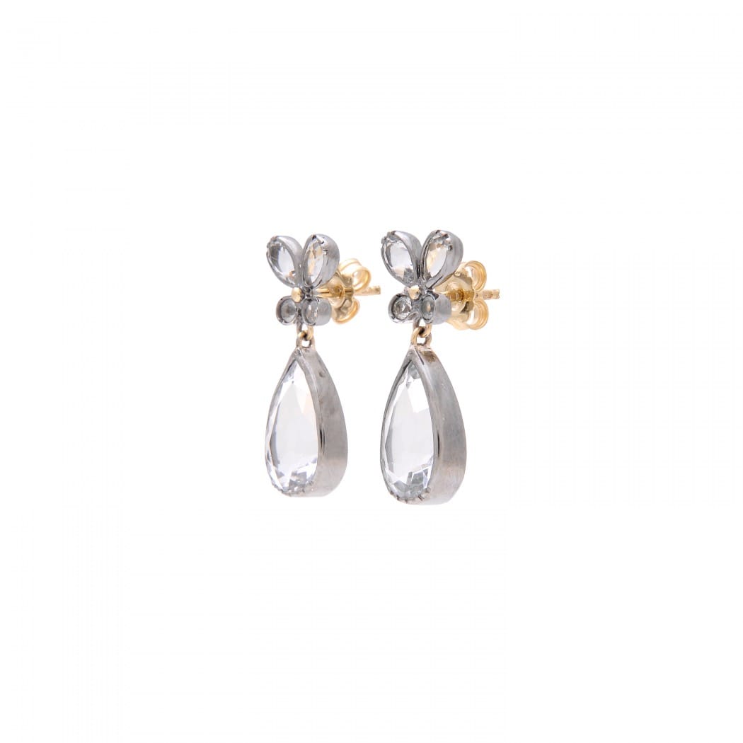 Earrings Butterfly Rock Crystal in Silver and Gold 