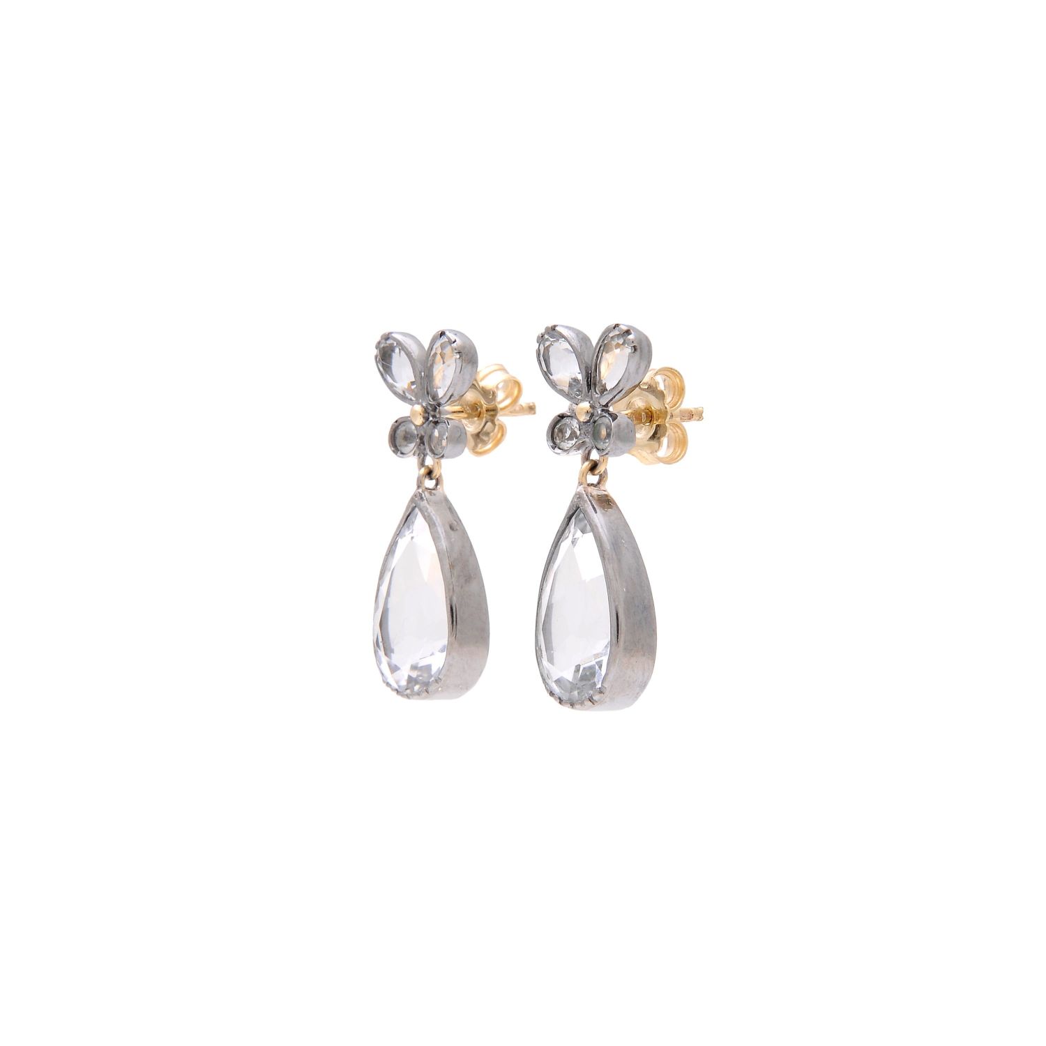 Earrings Butterfly Rock Crystal in Silver and Gold 