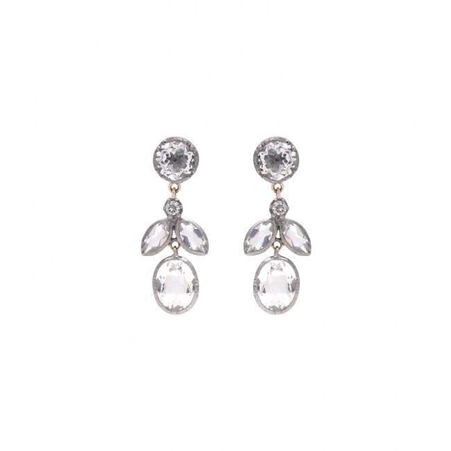 Brincos Folhas Cristal de Rocha em Prata e Ouro Brincos Folhas Cristal de Rocha em Prata e Ouro
