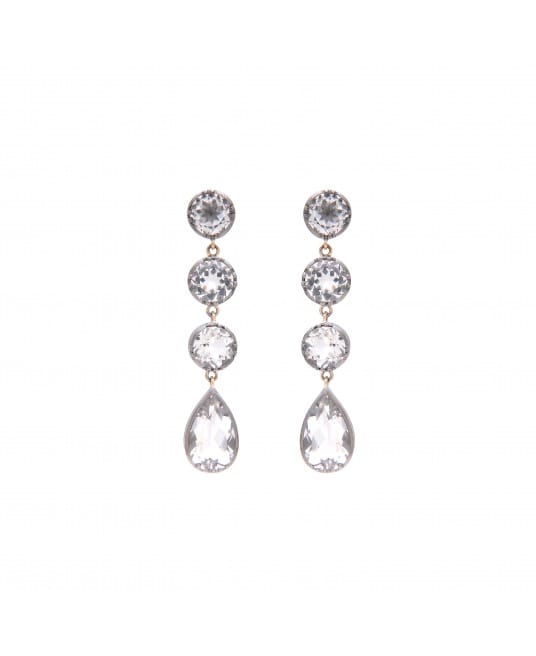 Earrings Circles Rock Crystal in Silver and Gold 