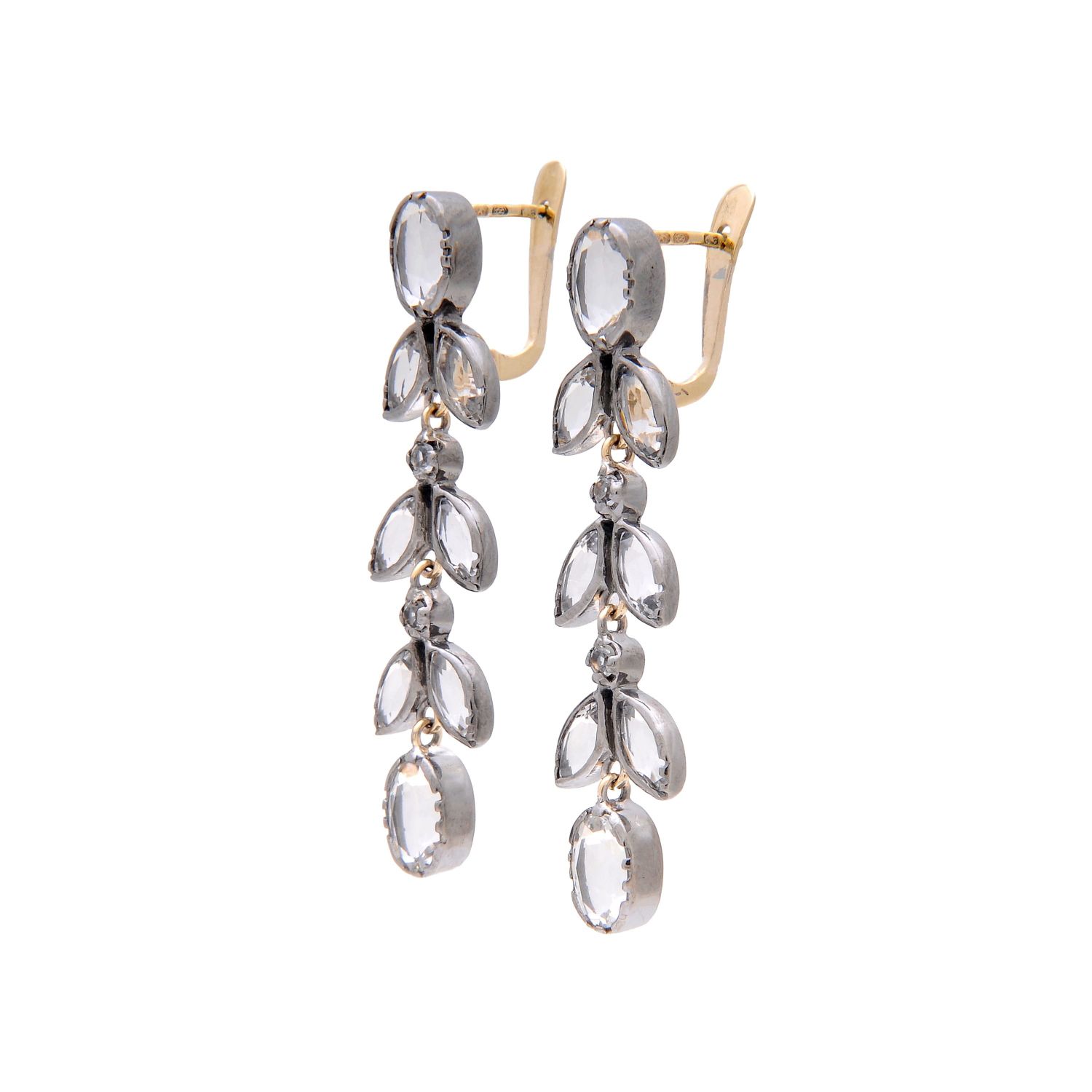 Earrings Leaves XL Rock Crystal in Silver and Gold Earrings Leaves XL Rock Crystal in Silver and Gold