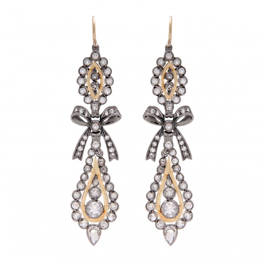 King Earrings Rock Crystal in Silver and Gold 