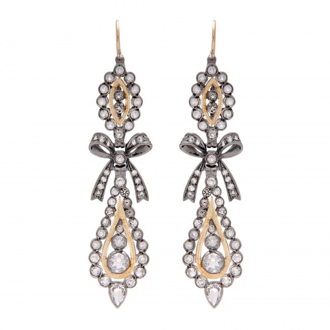 King Earrings Rock Crystal 7,0 cm in Silver and Gold 