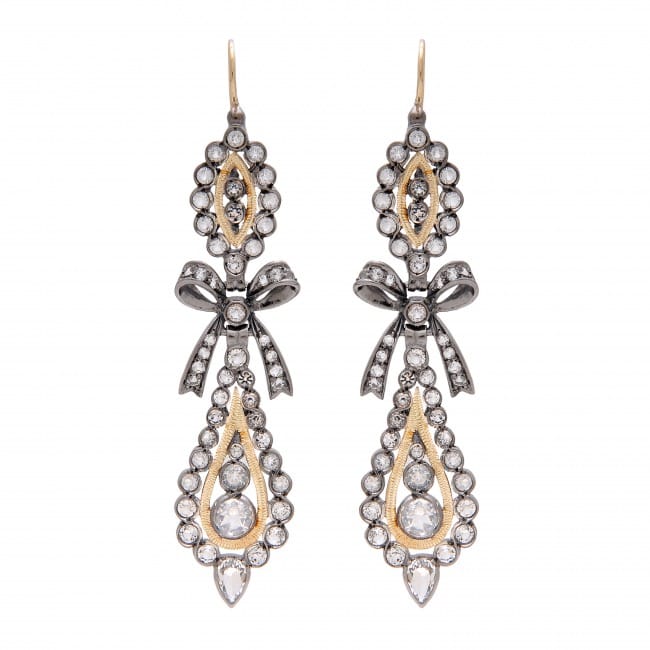 King Earrings Rock Crystal in Silver and Gold 