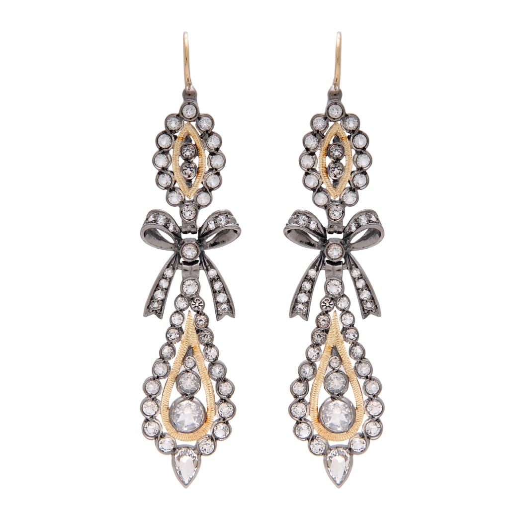 King Earrings Rock Crystal 7,0 cm in Silver and Gold 