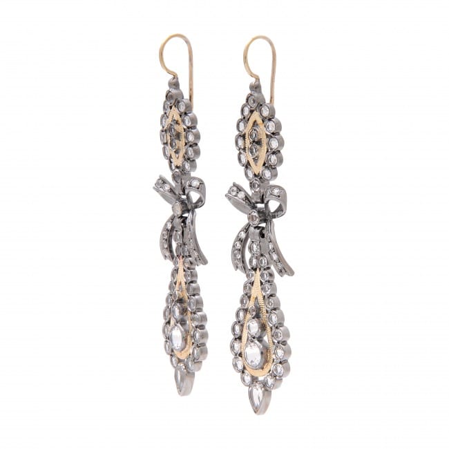 King Earrings Rock Crystal 7,0 cm in Silver and Gold - Portugal Jewels