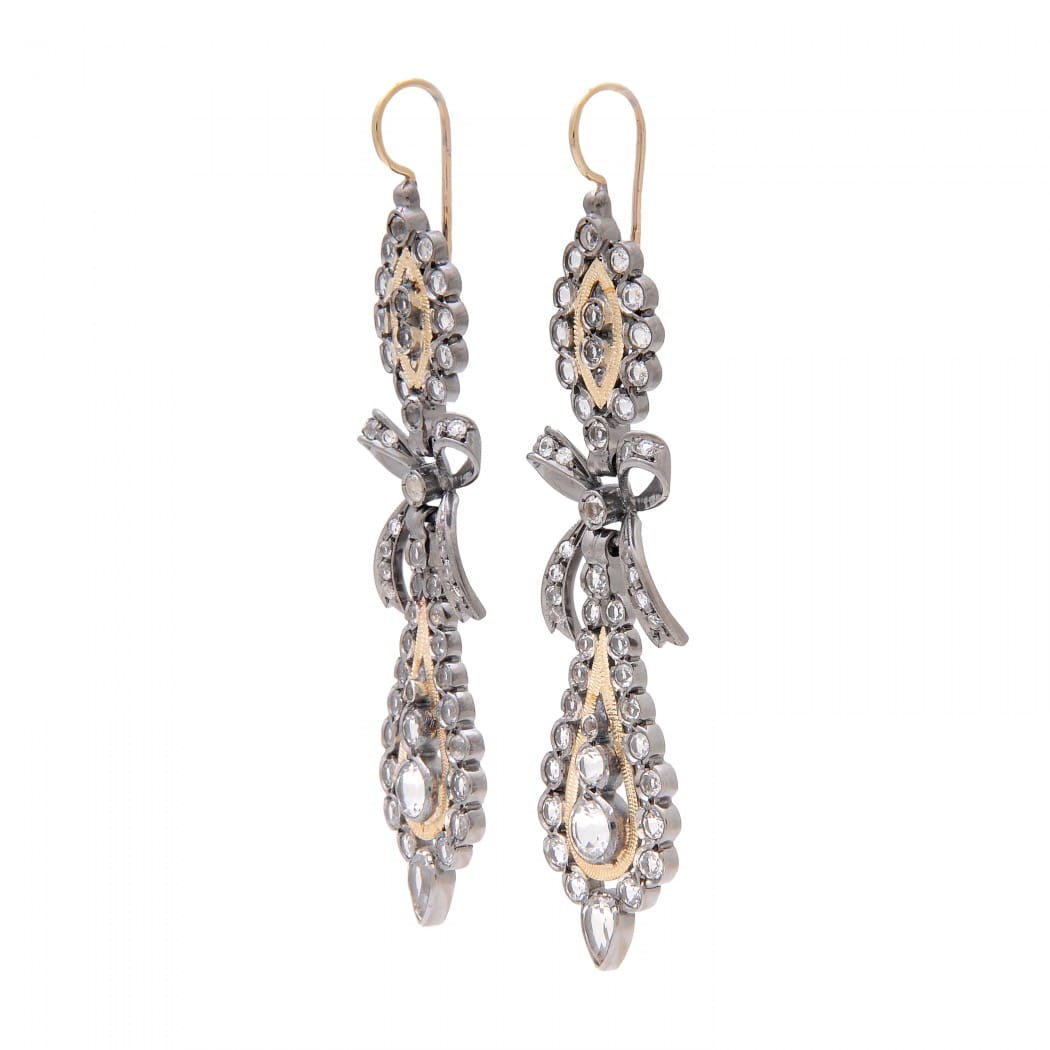 King Earrings Rock Crystal 7,0 cm in Silver and Gold