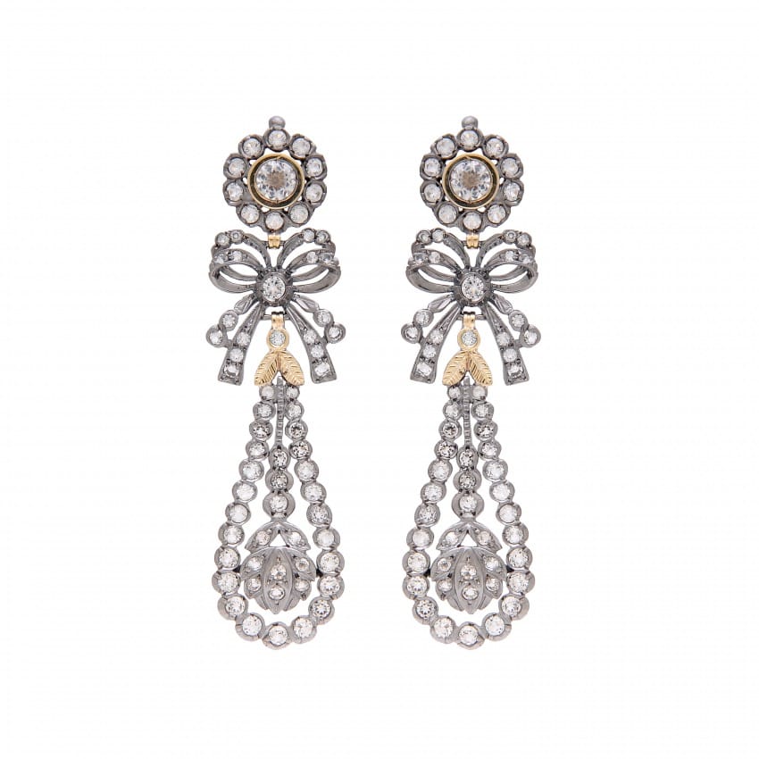 King Earrings Rock Crystal in Silver and Gold 