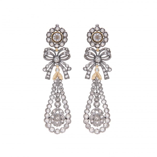 King Earrings Rock Crystal in Silver and Gold 
