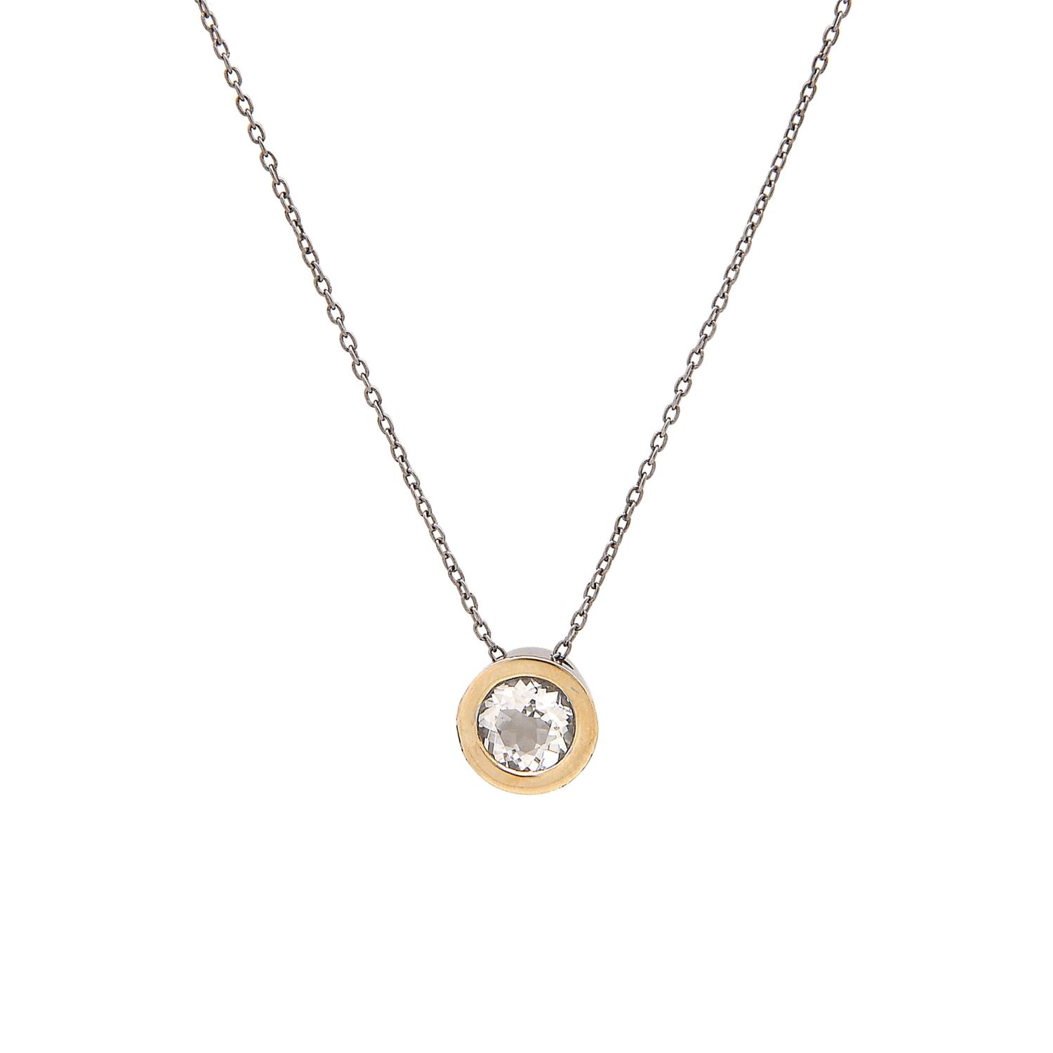 Necklace Rock Crystal Center in Silver and Gold Necklace Rock Crystal Center in Silver and Gold