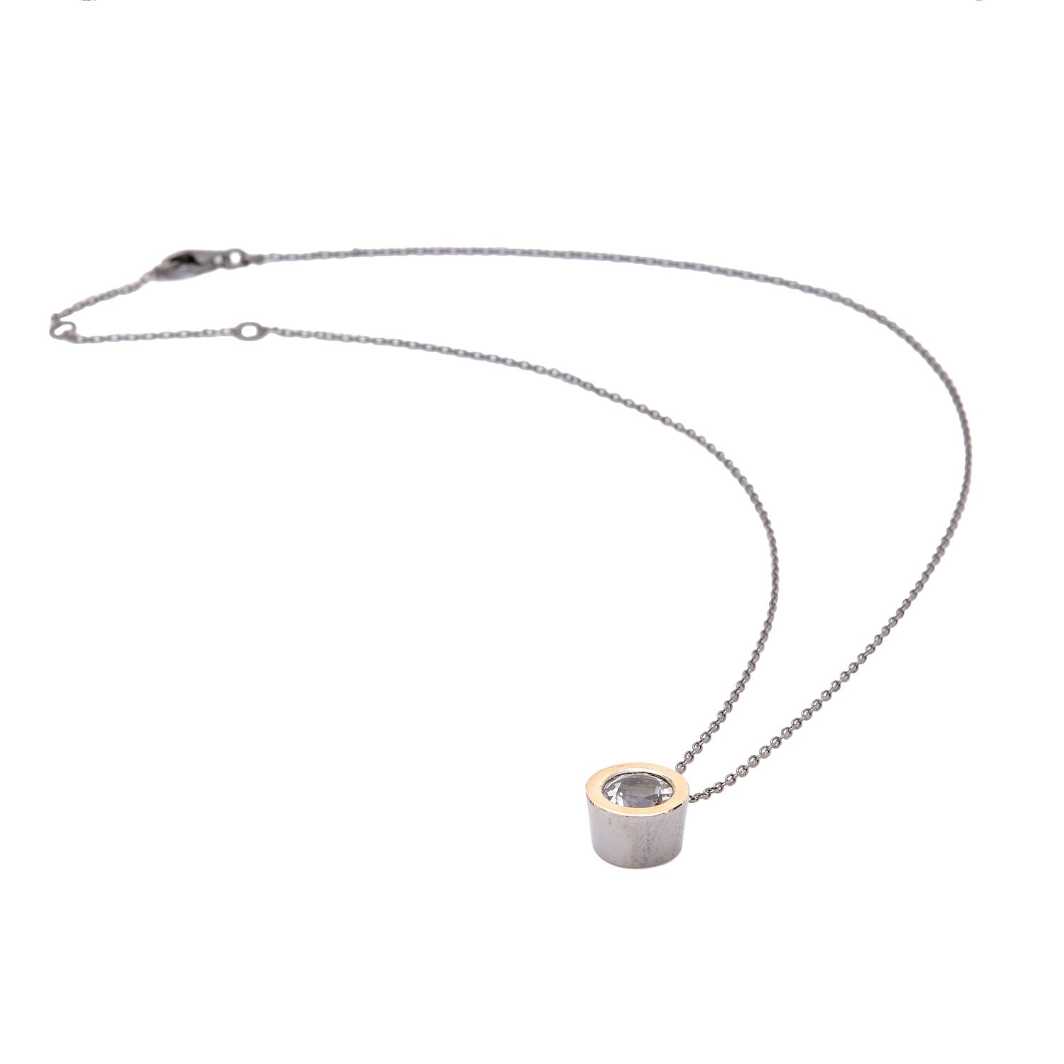 Necklace Rock Crystal Center in Silver and Gold Necklace Rock Crystal Center in Silver and Gold