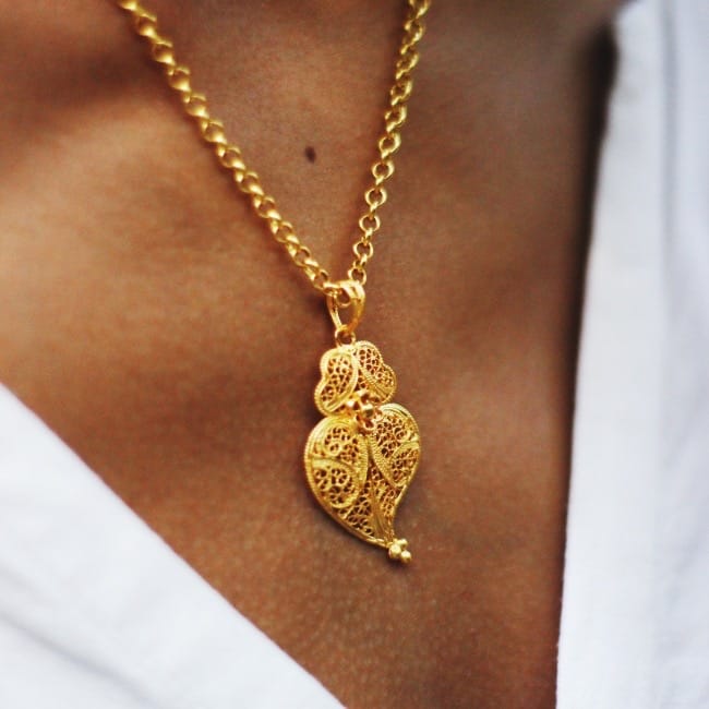 Necklace Heart of Viana 4,0 cm in Gold Plated Silver Necklace Heart of Viana 4,0 cm in Gold Plated Silver