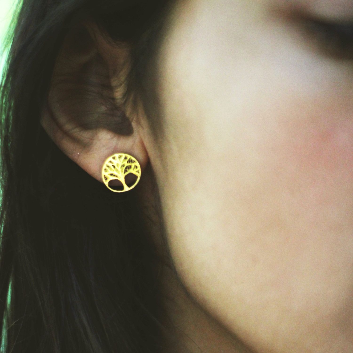 Earrings Tree of Life in Gold Plated Silver Earrings Tree of Life in Gold Plated Silver